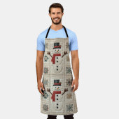 キルティング雪だるま エプロン (着用した状態)