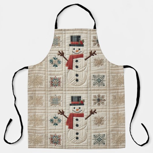 キルティング雪だるま エプロン (正面)