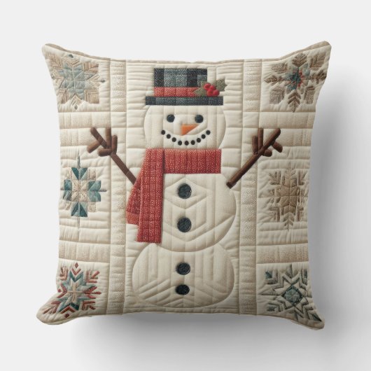キルティング雪だるま クッション (正面)