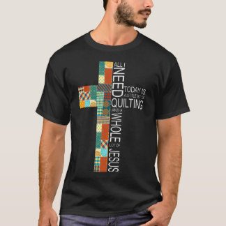 キルティング+イエス・キリストのクロス+キルター+ニッティング Tシャツ
