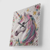 キルティング・ユニコーン スクエア壁時計 (傾斜)