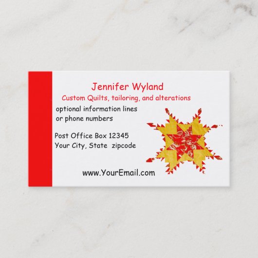 キルティング、変化、技術、裁縫 名刺 (正面)