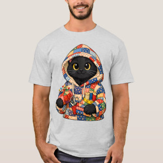 キルティング 黒猫 Tシャツ