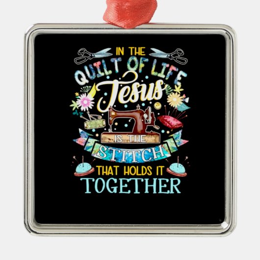 キルティング | In The Quilt Of Life Jesus メタルオーナメント (正面)