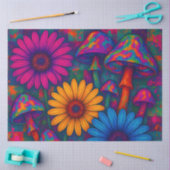 キルテサイケデリックッドパットのキノコとデイジー 薄葉紙 (クラフト)