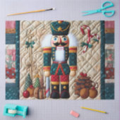 キルテッドクリスマスくるみ割りグリーンレッド 薄葉紙 (クラフト)