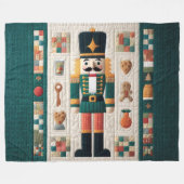 キルテッドクリスマスくるみ割りフリースブランケットティール（緑がかった色） フリースブランケット (正面(横))