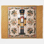 キルテッドクリスマスくるみ割りフリースブランケット金ゴールド フリースブランケット (正面(横))