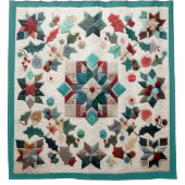 キルテッドクリスマスデザイン シャワーカーテン (正面)