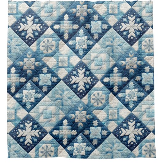 キルテッドクリスマスデザイン シャワーカーテン (正面)