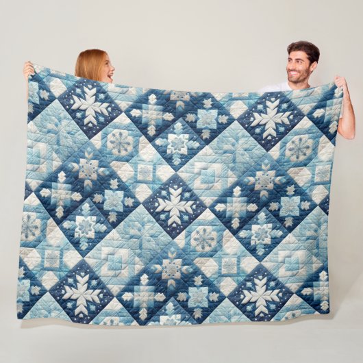 キルテッドクリスマスデザイン フリースブランケット (インサイチュ)