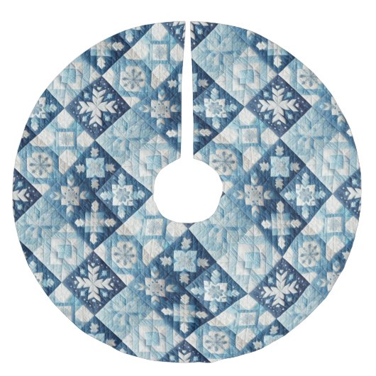 キルテッドクリスマスデザイン ブラッシュドポリエステルツリースカート (正面)