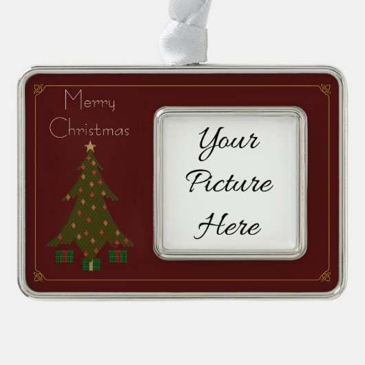 キルテッドクリスマスフレームオーナメント シルバープレートフレームオーナメント (正面)