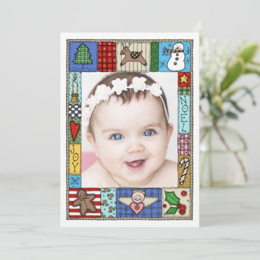 キルテッドコージークリスマス | 1枚の写真 シーズンカード (スタンド正面)