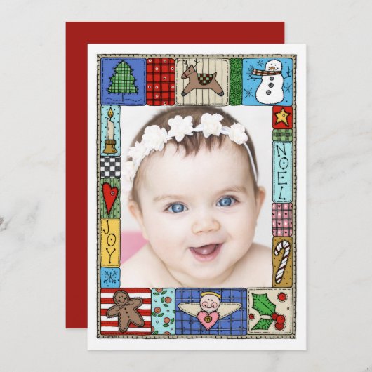 キルテッドコージークリスマス | 1枚の写真 シーズンカード (正面/裏面)