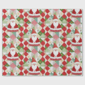 キルテッドサンタクリスマス ラッピングペーパー (フラット)