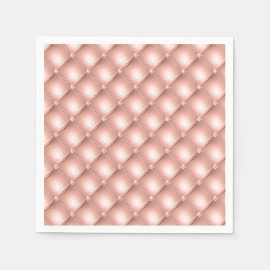 キルテッドダイヤモンドスパークリーバラ金ゴールドピンクラグジュアリー スタンダードカクテルナプキン (正面)