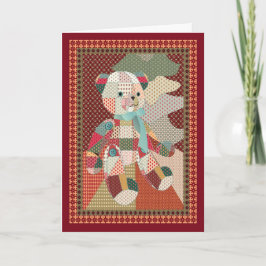 キルテッドテディベアクリスマス シーズンカード