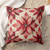 キルテッドパターンポインセチアクリームレッド クッション (ブランケット)