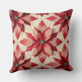 キルテッドパターンポインセチアクリームレッド クッション (裏面)