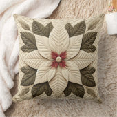 キルテッドパターンポインセチアクリーム クッション (ブランケット)