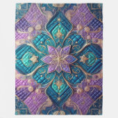 キルテッドパープルターコイズブルー抽象デザイン フリースブランケット (正面)