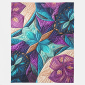 キルテッドパープルブルーピンク抽象デザイン フリースブランケット (正面)