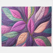 キルテッドブルーパープルピンク離れデザイン フリースブランケット (正面(横))