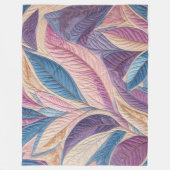 キルテッドブルーパープルピンク離れデザイン フリースブランケット (正面)