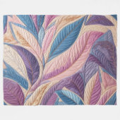 キルテッドブルーパープルピンク離れデザイン フリースブランケット (正面(横))