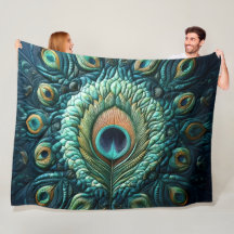 キルテッドブルーピーコックフェザーデザイン