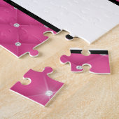 キルテッドホットピンクラインフェイクストーンのハンドスタンド ジグソーパズル (側面)