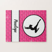 キルテッドホットピンクラインフェイクストーンのハンドスタンド ジグソーパズル (横)