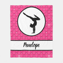 キルテッドホットピンクラインフェイクストーンのハンドスタンド フリースブランケット