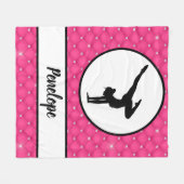 キルテッドホットピンクラインフェイクストーンのハンドスタンド フリースブランケット (正面(横))