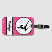 キルテッドホットピンクラインフェイクストーンのハンドスタンド ラゲッジタグ (正面横)