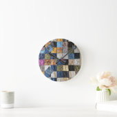 キルテッドポケットデザイン ラウンド壁時計 (ホーム)