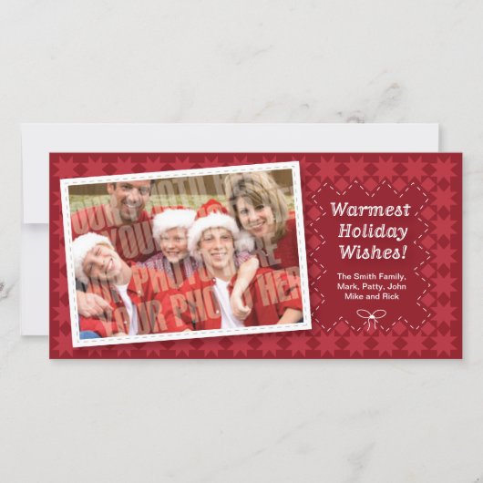 キルテッドレッドホリデイフォトカード シーズンカード (正面)
