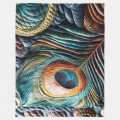 キルテッド抽象芸術ピーコックフェザーフリースブランケット フリースブランケット (正面)