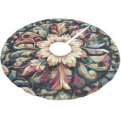 キルテッド抽象芸術フローラデザイン ブラッシュドポリエステルツリースカート (アングル)