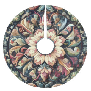 キルテッド抽象芸術フローラデザイン ブラッシュドポリエステルツリースカート