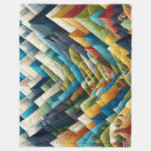 キルテッド抽象芸術マウンテンシーンスケッチ フリースブランケット (正面)