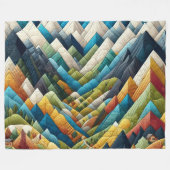 キルテッド抽象芸術マウンテンシーンスケッチ フリースブランケット (正面(横))