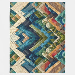 キルテッド抽象芸術マウンテンシーンスケッチ フリースブランケット