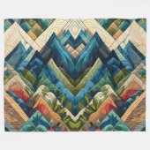 キルテッド抽象芸術マウンテンシーンスケッチ フリースブランケット (正面(横))