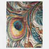 キルテッド抽象芸術孔雀フェザー フリースブランケット (正面)