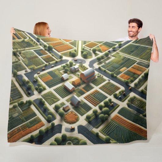 キルテッド抽象芸術空中農場ランドスケープ フリースブランケット (インサイチュ)