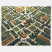 キルテッド抽象芸術空中農場ランドスケープ フリースブランケット (正面(横))