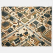 キルテッド抽象芸術空中農場ランドスケープ フリースブランケット (正面(横))