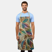 キルテッド虹色離れデザイン エプロン (着用した状態)